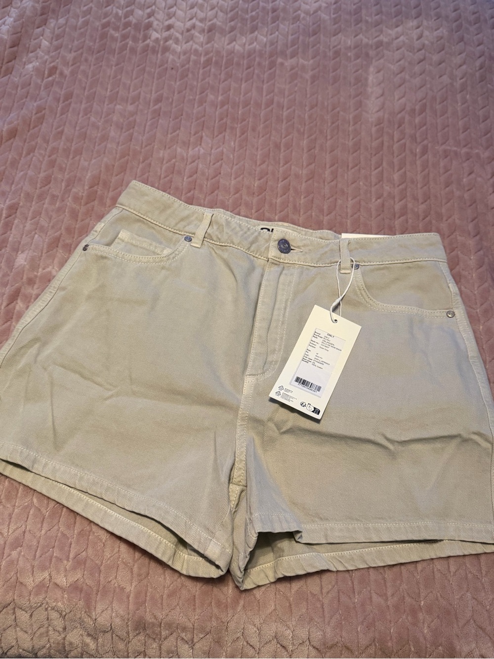 Only Light Beige High-Rise Denim Shorts